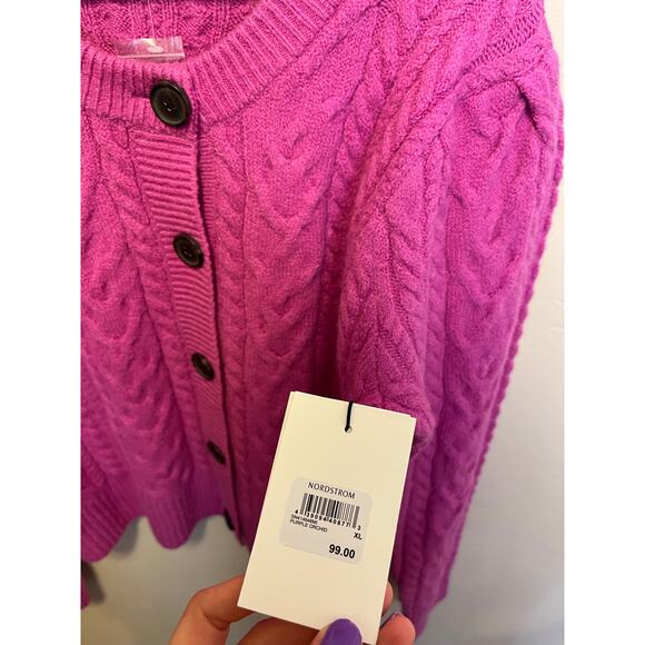 Something Navy Pink Knit Cardigan NWT Fuzzy Chunky Sweater Women’s Size XL - Picture 8 of 12